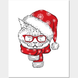 Christmas cat Posters and Art